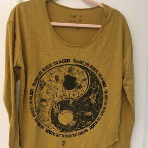 Oversize Lucky7  Yin/Yang Mustard Long Sleeved Tee